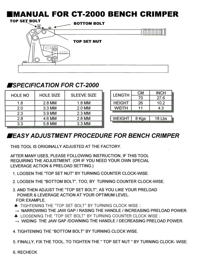 Mono Crimp Size Chart