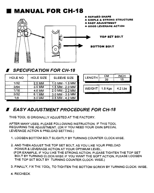 Mono Crimp Size Chart